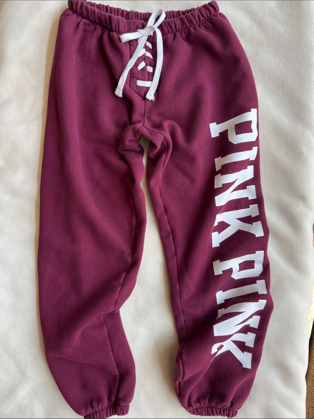 PINK Victoria's Secret Maroon Jogger Sweatpants with White Logo XS
